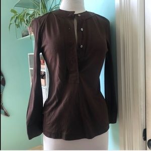 1970s Vintage Phillipe Venet Brown Silk Jersey Top Rare Made in France Designer